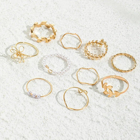 Bohemian Wave Flower Rings