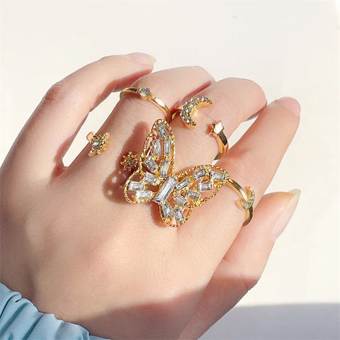 Bohemian Wave Flower Rings