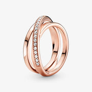 Boba Ring Rose Gold Crystals Luxury